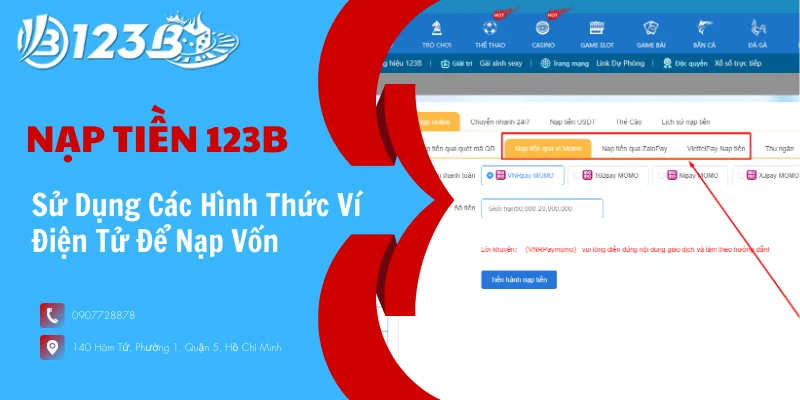 Sử dụng các hình thức ví điện tử để nạp vốn